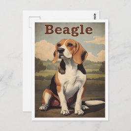 Cartão Postal Beagle Dog Vintage Art