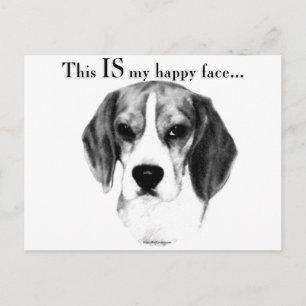 Cartão Postal Beagle Happy Face