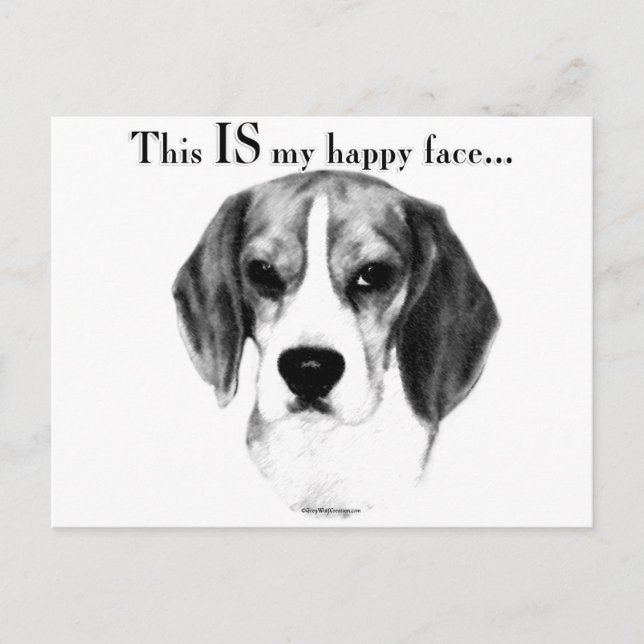 Cartão Postal Beagle Happy Face (Frente)