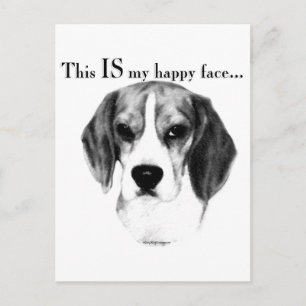 Cartão Postal Beagle Happy Face