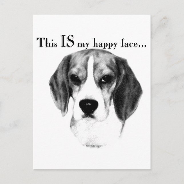 Cartão Postal Beagle Happy Face (Frente)