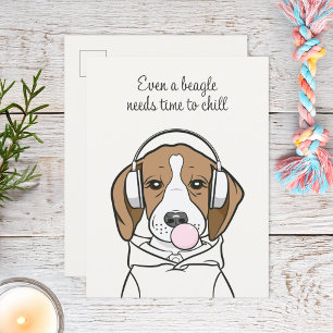 Cartão Postal Beagle Refrigerante com Bubblegum Cute Engraçado C