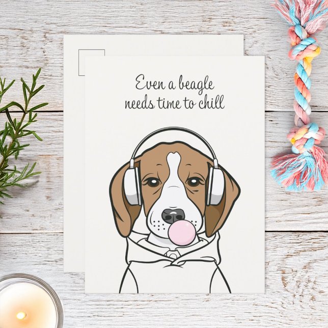 Cartão Postal Beagle Refrigerante com Bubblegum Cute Engraçado C (Criador carregado)