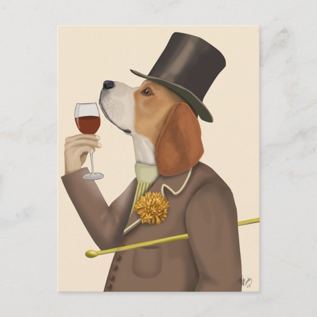 Cartão Postal Beagle Wine Snob (Frente)