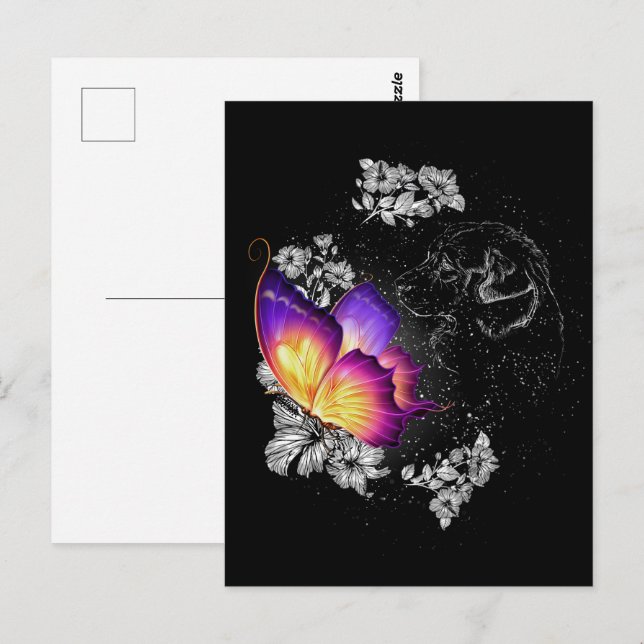 Cartão Postal Beagles Cachorro Com Borboleta Cachorro No Memoria (Frente/Verso)