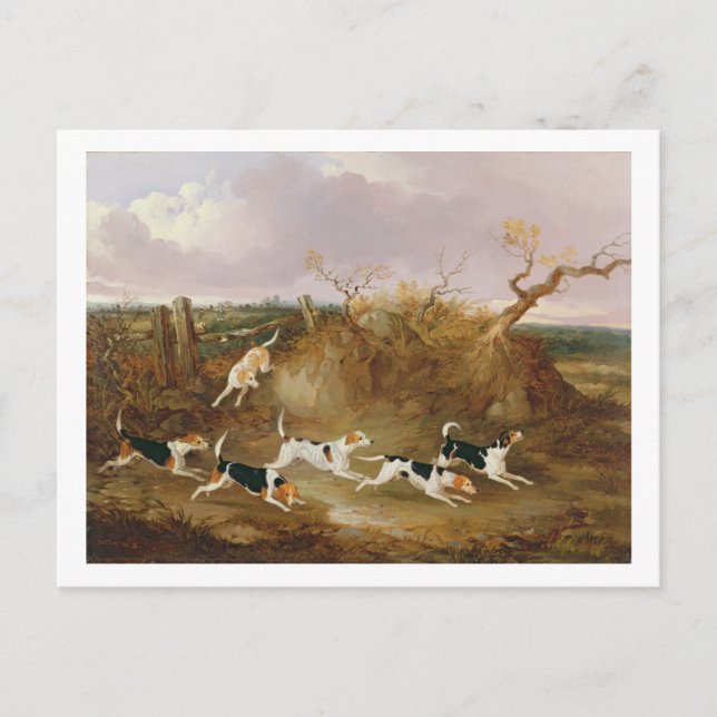 Cartão Postal Beagles in Cheio Cry, 1845 (óleo na canvas) (Frente)