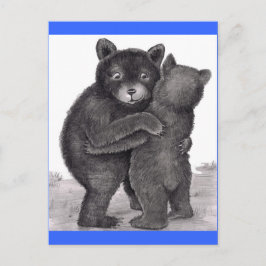 Cartão Postal Bear Hug. Dois ursos se abraçando na natureza
