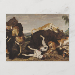Cartão Postal Bear Hunt ou, Batalha entre Cães e Ursos