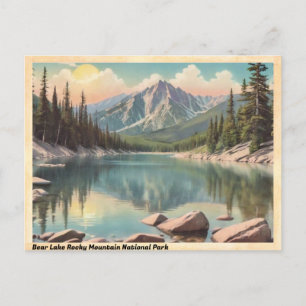 Cartão Postal Bear Lake Colorado Montanhas Rocky Vintage