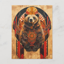 Cartão Postal Bear Totem – Strength in Deco Style