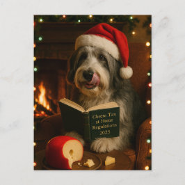 Cartão Postal Bearded collie 'Cheese Tax' Christmas postcard