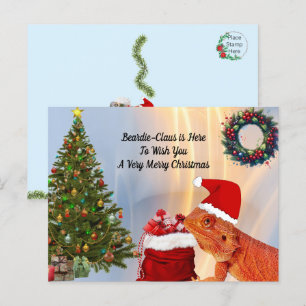 Cartão Postal Beardie-Claus - Dragão Carborado no Natal