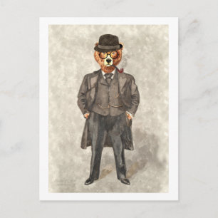 Cartão Postal BEARiste um Urso Engraçado em um Fato