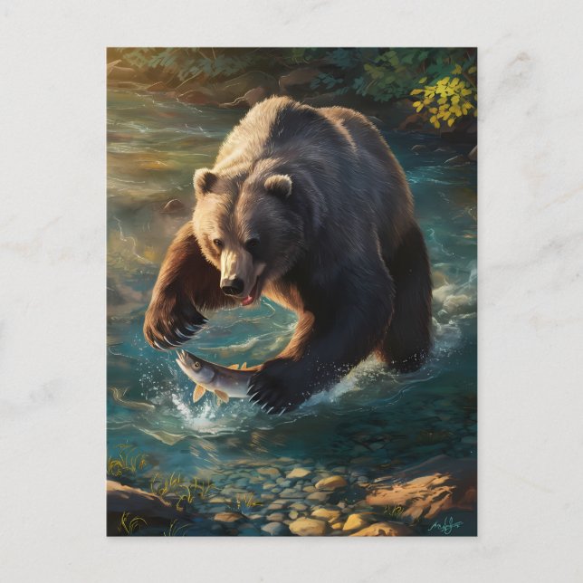 Cartão Postal Bears Bounty: Banquete de pesca (Frente)