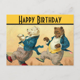 Cartão Postal Bears de dança feliz aniversário