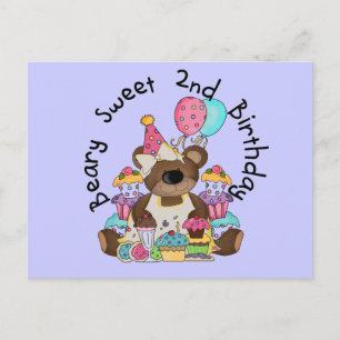 Cartão Postal Beary Sweet segundos aniversários T-shirts e prese