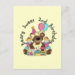 Cartão Postal Beary Sweet segundos aniversários T-shirts e prese