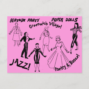 Cartão Postal Beatnik Party Paper Dolls - Greenwich Village Gals