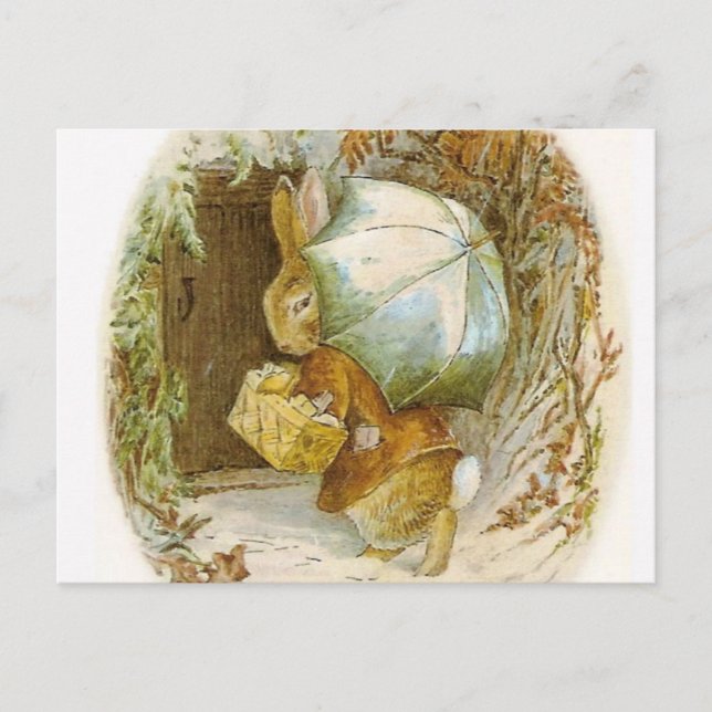 Cartão Postal Beatrix Potter - Bunnies No Inverno (Frente)