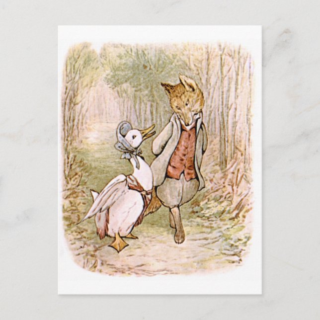 Cartão Postal Beatrix Potter, Jemima Puddle Duck, Sr. Tod (Frente)