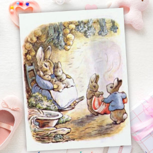 Cartão Postal Beatrix Potter Mamães e gêmeos de Benjamin Bunny