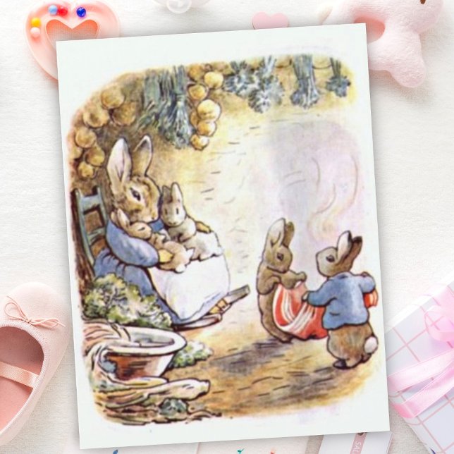 Cartão Postal Beatrix Potter Mamães e gêmeos de Benjamin Bunny (Criador carregado)