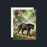 Cartão Postal Beautiful Black Panther in the Forest<br><div class="desc">A gorgeous black panther in the forest fantasy watercolor AI generated art</div>