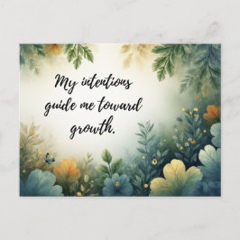 Cartão Postal Beautiful Green Botanical Self-Growth Affirmation