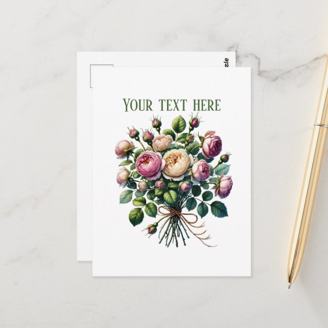 Cartão Postal Beautiful rose bundle customizable (Frente/Verso In Situ)