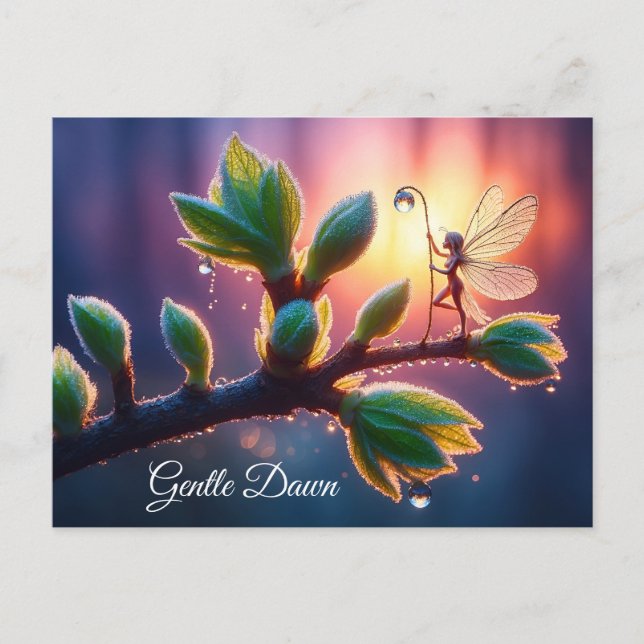 Cartão Postal Beautiful spring nature with miniature pixie art (Frente)