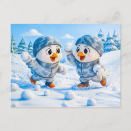 Cartão Postal Beaver Ice Bathing in a Striped Swimsuit