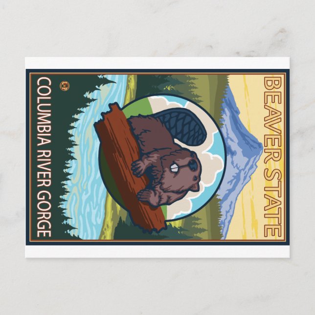 Cartão Postal Beaver & Mt. Hood - Gorge do Rio Columbia, OR (Frente)
