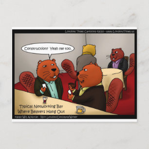 Cartão Postal Beaver Networking Funny Oferece Camisetas e Cartõ