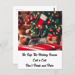 Cartão Postal Bebado Reindeer Natal Não Beba e dirija