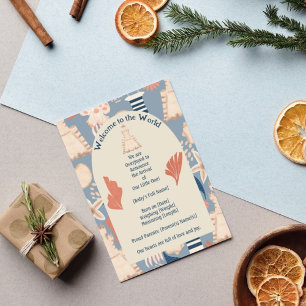 Cartão Postal Bebê a Bordo Anúncio de Nascimento Menino Náutico