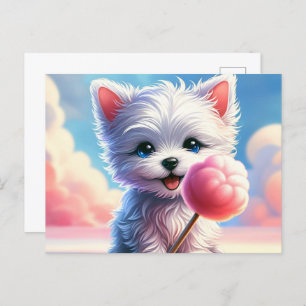 Cartão Postal Bebê, animal fofo com algodão doce, Pós-cruzamento