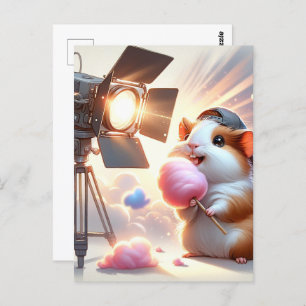 Cartão Postal Bebê, animal fofo com algodão doce, Pós-cruzamento