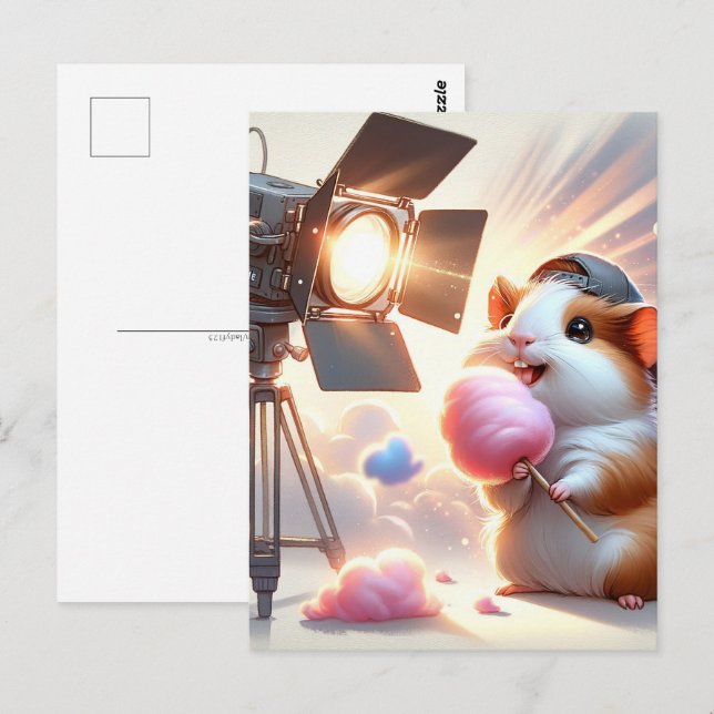 Cartão Postal Bebê, animal fofo com algodão doce, Pós-cruzamento (Frente/Verso)