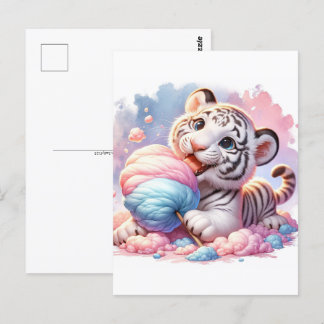 Cartão Postal Bebê, animal fofo com algodão doce, Pós-cruzamento