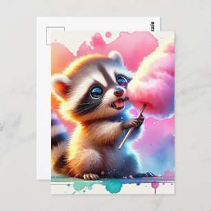 Cartão Postal Bebê, animal fofo com algodão doce, Pós-cruzamento