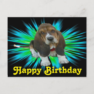 Cartão postal Bebê Basset Sheldon Feliz Aniversári