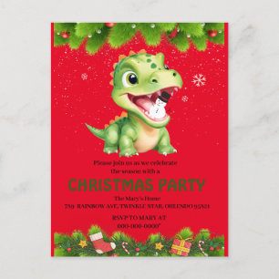 Cartão Postal Bebê bonito Dinossauro segurando festa de natal de