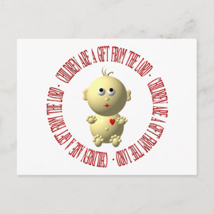 Cartão Postal Bebê com "Crianças são um presente do Senhor"