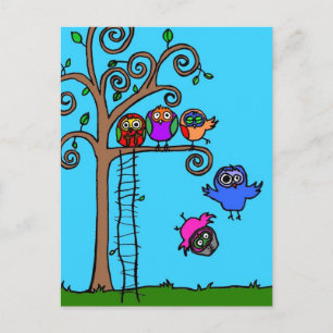 Cartão Postal Bebê Coruja Aprendendo a Voar