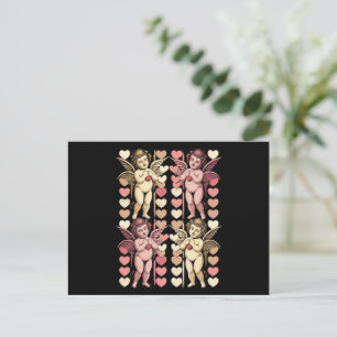 Cartão Postal Bebê Cupido Coquette arco Dia dos Namorados retrô