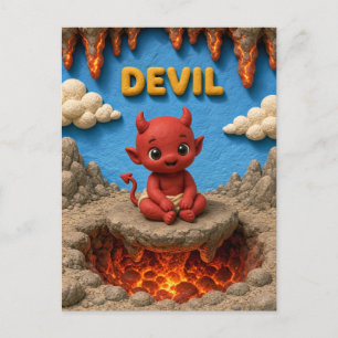 Cartão Postal Bebê Diabo Fofo, Mitológico
