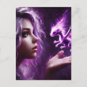 Cartão Postal Bebê Dragão Roxo