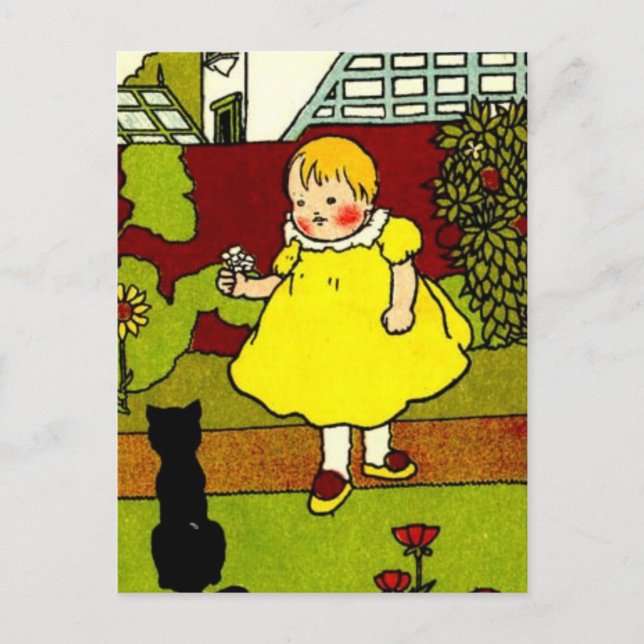 Cartão Postal Bebê e Gato Negro (Frente)