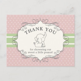 Cartão Postal Bebê Elefante Adorável | Obrigado pelo Chá de Bebê