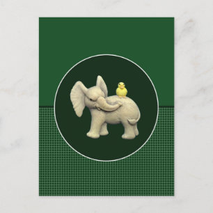 Cartão Postal Bebê Elefante e Pato Amarelo